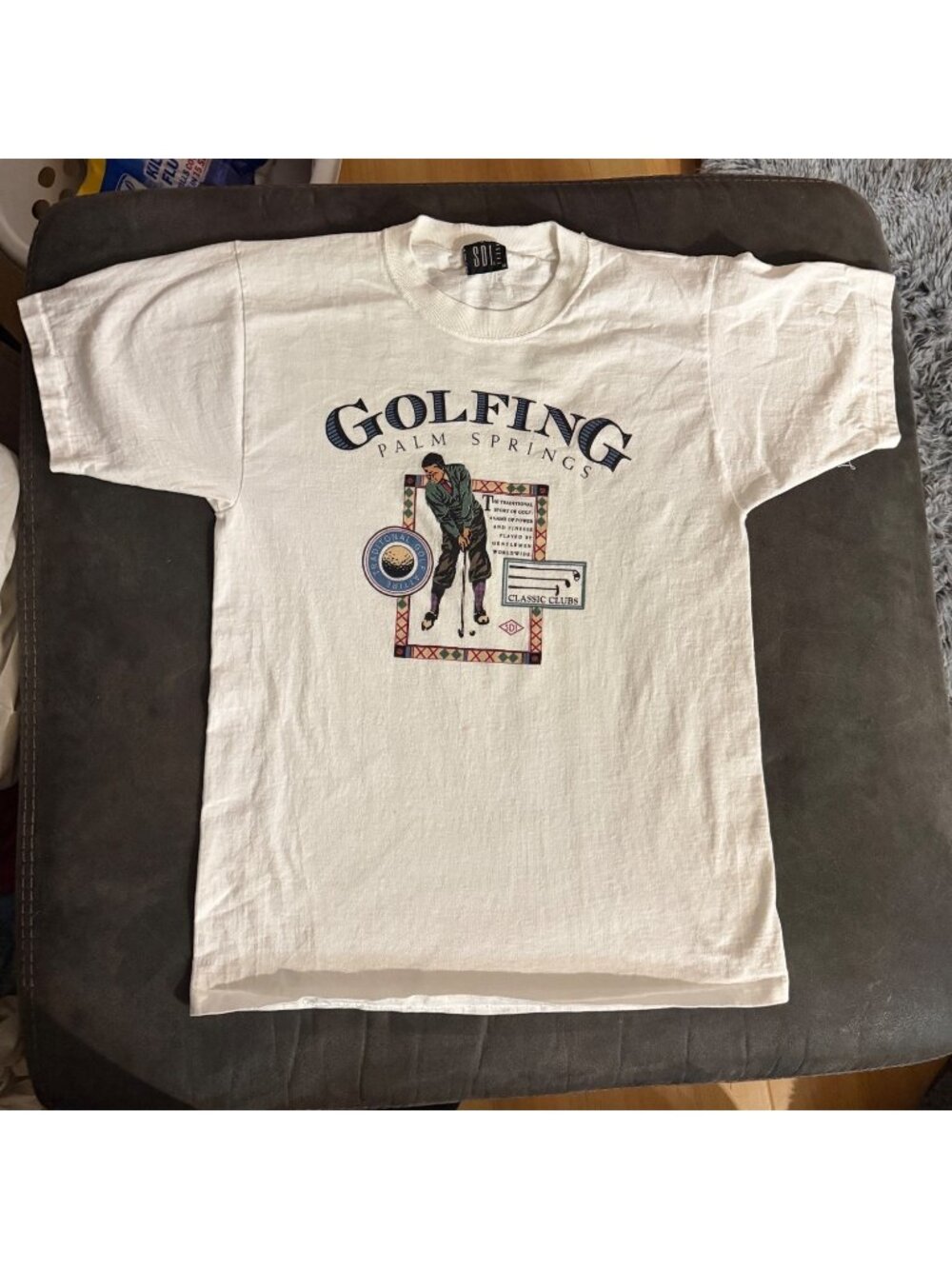 Vintage Golfing Palm Springs Graphic Tee SDI White Size M